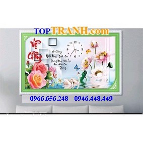 Tranh thêu đồng hồ vợ chồng